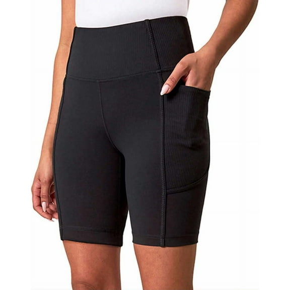 Mondetta Womens Active Midweight Ribbed Bike Short (US, Alpha, Small, Regular, Regular, Black)