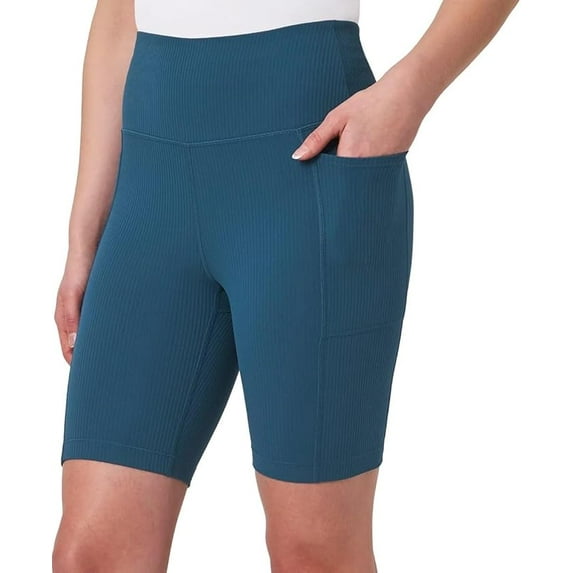 Mondetta Womens Active Midweight Ribbed Bike Short (X-Large/Moroccan Blue)