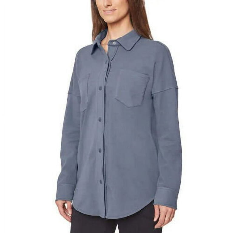 Mondetta Womens Cozy Fleece Shirt Jacket Blue Medium 