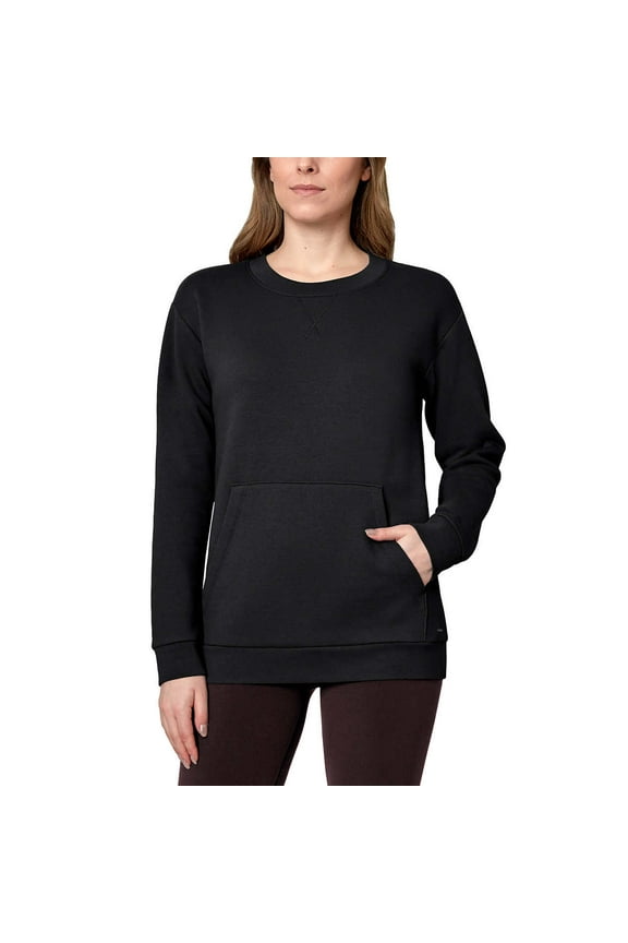 Ladies' Knit Fleece Crewneck (Black, M) 1630467
