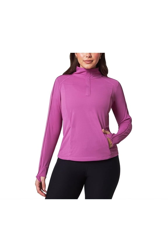 Womens Hiking Athletic Workout Tops - Lightweight Quarter-Zip Pullover (Medium/Purple)
