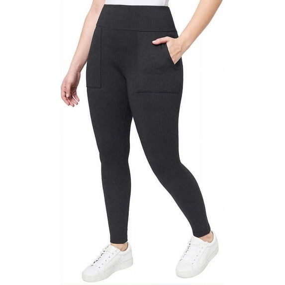 Mondetta Womens Midweight High Rise Jacquard Knit Legging, XX-Large, Black/Gray