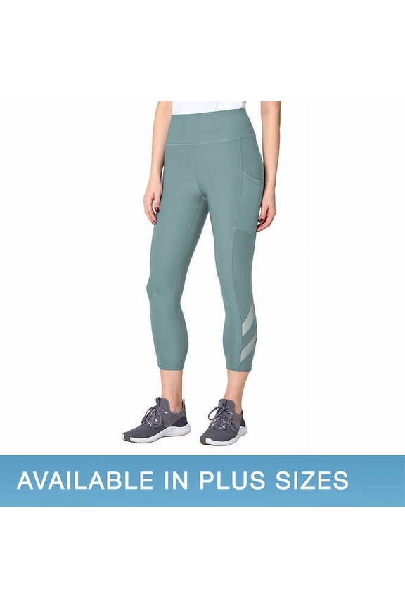 Women's Midweight High Waisted Mesh Capri Leggings, Small