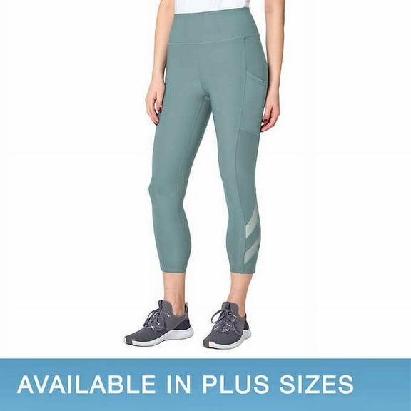 Mondetta Women's Midweight High Waisted Mesh Capri Leggings, Small