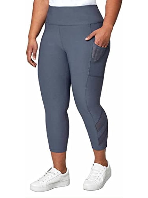 Womens Midweight High Waisted Mesh Capri Legging (Small, Lilac)
