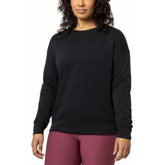 Mondetta Womens Midweight Long Sleeve Crewneck Scuba Sweatshirt (Large, Black)
