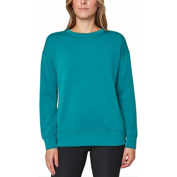 Mondetta Womens Midweight Long Sleeve Crewneck Scuba Sweatshirt (Small, Verdigris)