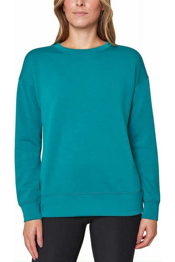 Womens Midweight Long Sleeve Crewneck Scuba Sweatshirt (Small, Verdigris)