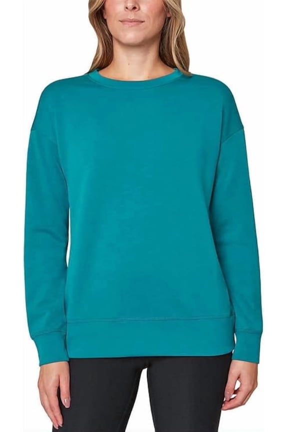Womens Midweight Long Sleeve Crewneck Scuba Sweatshirt | Verdigris, X-Large