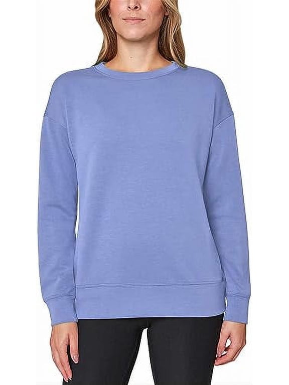 Womens Midweight Long Sleeve Crewneck Scuba Sweatshirt (X-Small, Jacaranda)