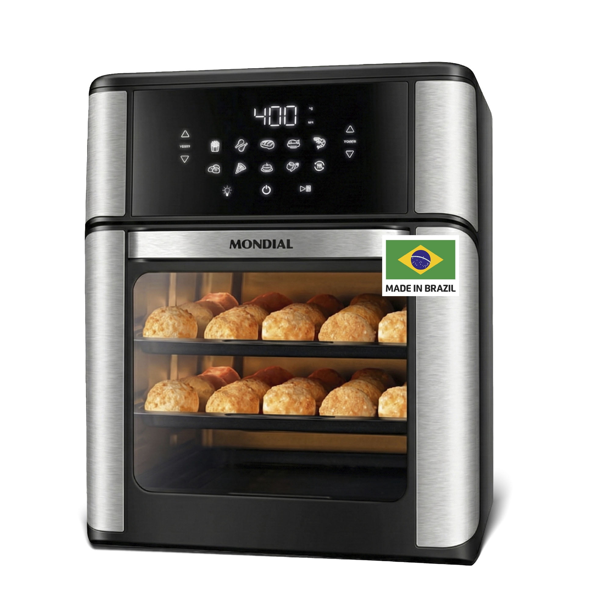 Mondial Air Fryer Oven, Digital Touchscreen, 12.7 Qt, 1800W, Black Stainless Steel