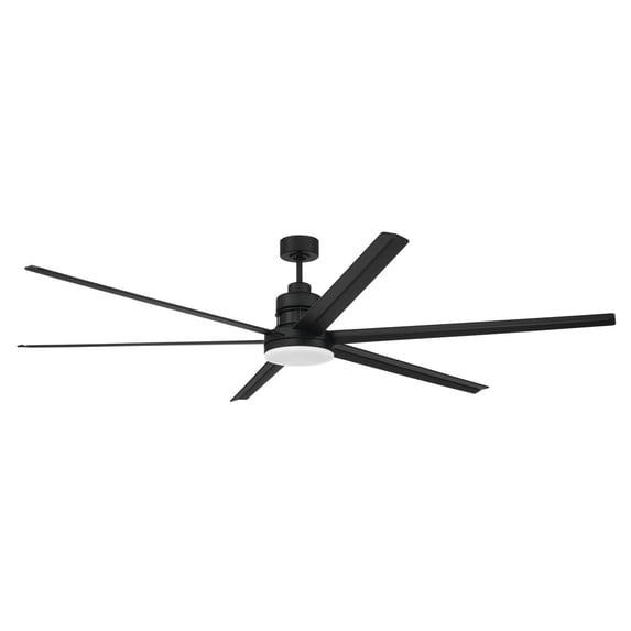 Mondo 80 in. Flat Black Finish Outdoor Ceiling Fan, Integrated LED Light & Remote Included