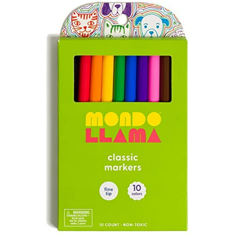 Mondo Llama 10ct Washable Non-Toxic Markers Fine Tip Classic Colors