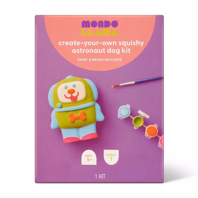 Mondo Llama Create-Your-Own Squishy Astronaut Dog Kit with Paint Brush, DIY Craft Kit (Pack of 10)