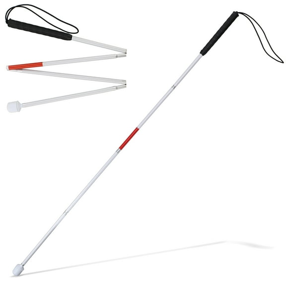 Mondo Medical Blind Stick Walking Sensor 53in Reflective Foldable Blind Cane