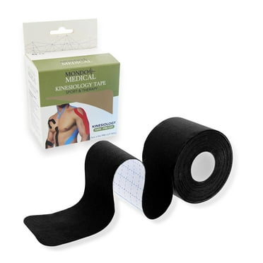 Mondo Medical Kinesiology Tape Precut 2inx16ft Body Tape Black Athletic Tape