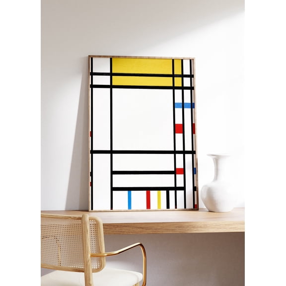 Mondrian Abstract Print, Minimalist Geometric Cityscape Wall Art, Mid-Century Modern Bauhaus, Contemporary Urban Home Decor #3473, Unframed Poster Size 8x12