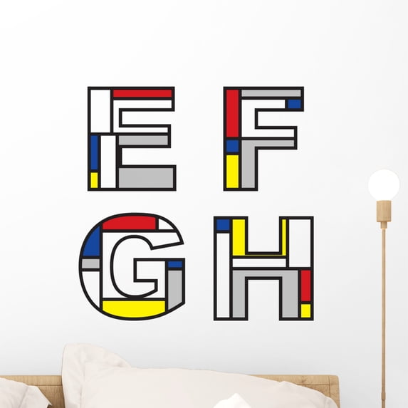 Mondrian Alphabets Part Full Wall Decal by Wallmonkeys Peel and Stick Graphic (18 in W x 18 in H) WM177382