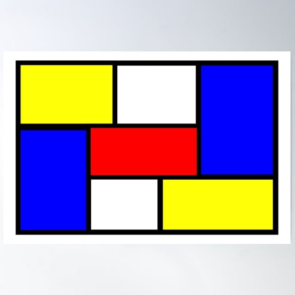 Mondrian Art Style Poster Wall Art, Modern Wall Decor For Living Room Bedroom, 8x12 UNFRAMED