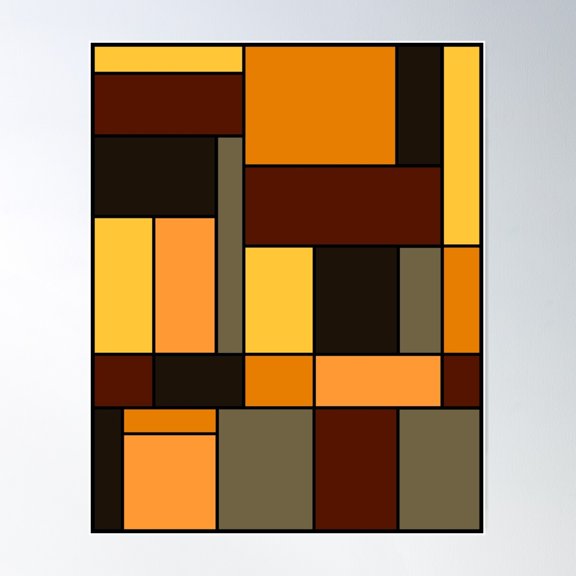 Mondrian Autumn Poster Wall Art, Modern Wall Decor For Living Room Bedroom, 12x18 UNFRAMED