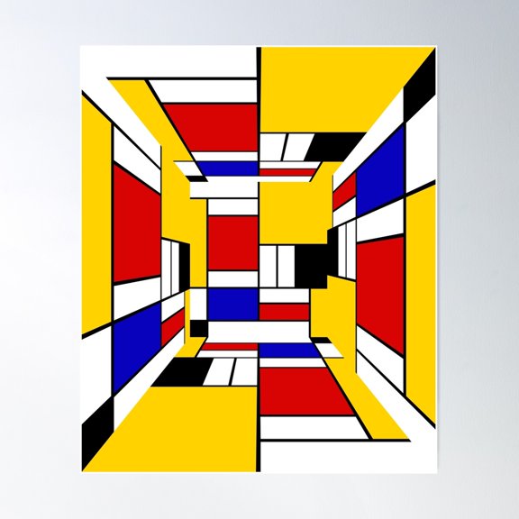 Mondrian Cube Poster Wall Art, Modern Wall Decor For Living Room Bedroom, 8x12 UNFRAMED