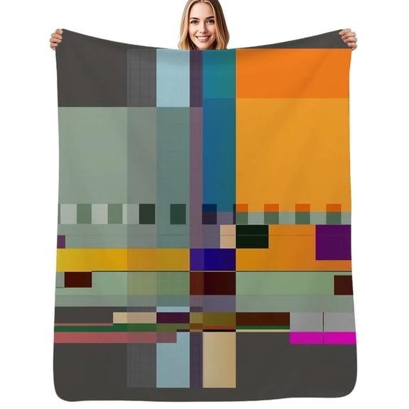 Mondrian Flannel Blanket Warm Soft Bedding Throws Winter Camping Chair Sofa Bed