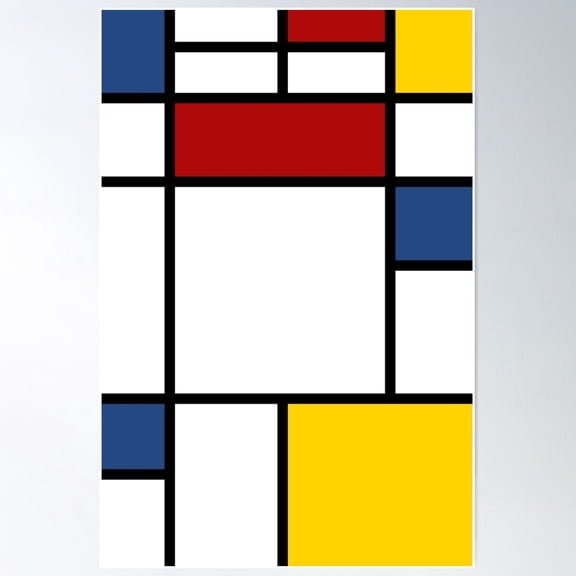 Mondrian Grid Poster Wall Art, Modern Wall Decor For Living Room Bedroom, 24x36 UNFRAMED
