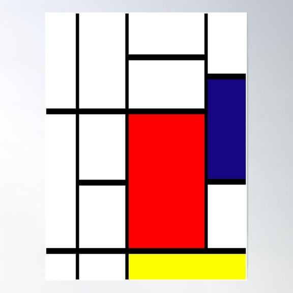 Mondrian Ii Poster Wall Art, Modern Wall Decor For Living Room Bedroom, 24x36 UNFRAMED