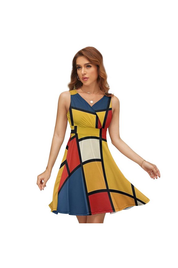 Mondrian Inspired(12) Sundress Sleeveless Dress Summer Women Clothes Dress for Women Dresses