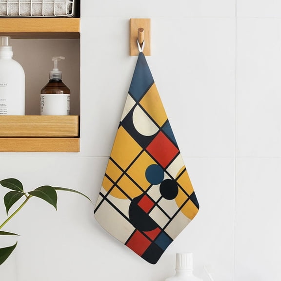 Mondrian Inspired（13） Towels for Bathroom, Kitchen, Gym, Towels, Soft, Highly Absorbent, Hanging Towel with Hanging Eyelet