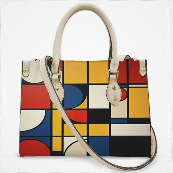 Mondrian Inspired（15） Cross Body Bags For Women Small Leather Female Handbags Fashion Top-Handle Totes