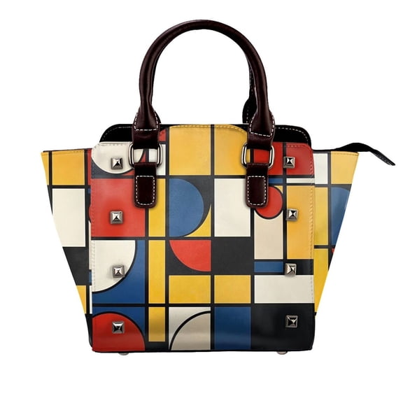 Mondrian Inspired（15） Rivet Fashion One-Shoulder Women's Handbag Tote Bag