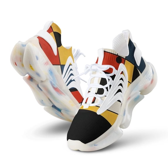 Mondrian Inspired(16) Walking Shoes for Men Woman Lightweight Tennis Fashion Elastic Sports Shoes Cushion Basketball Shoes