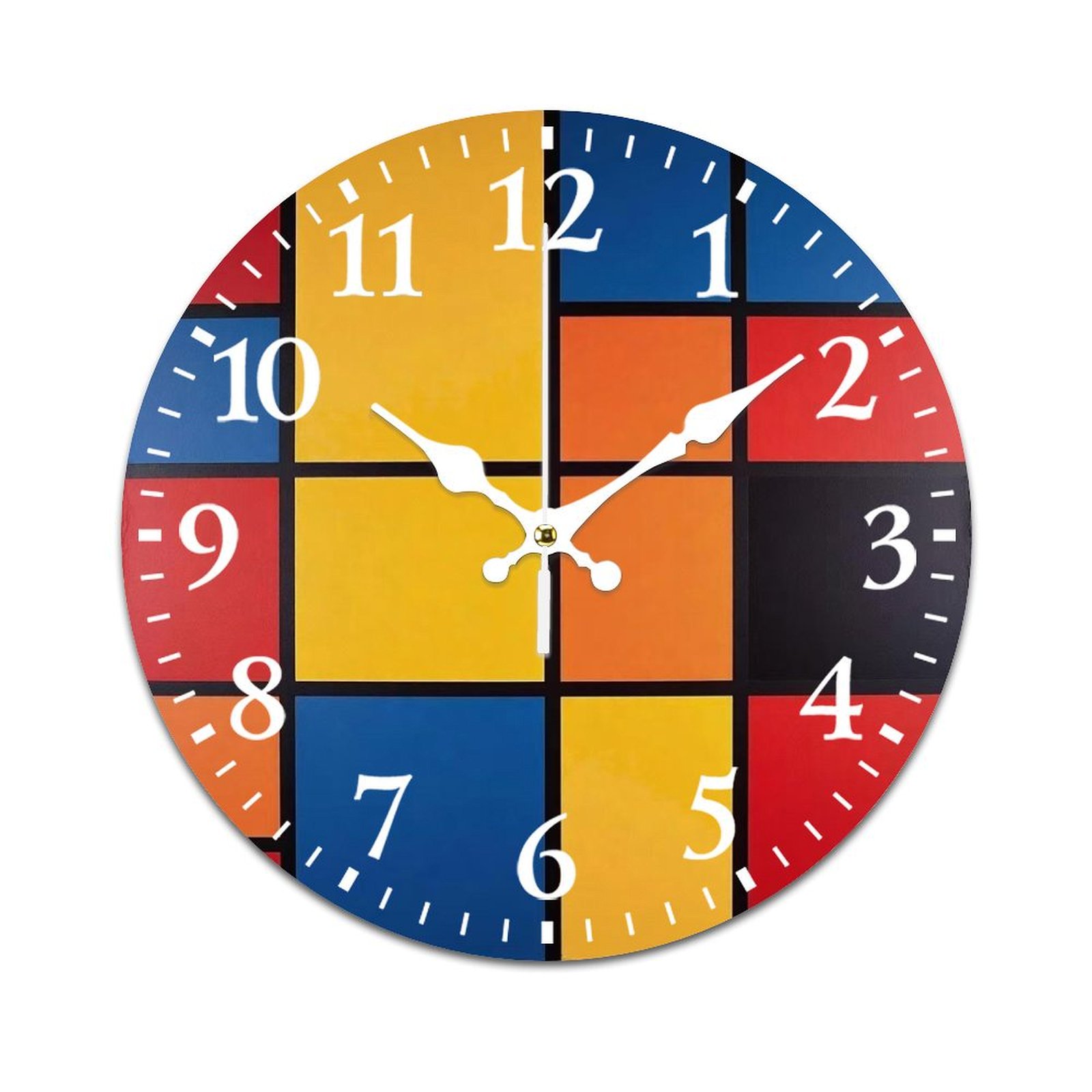 Mondrian Inspired（3） Wall Clock Modern Design Clocks Wall Hanging Home ...