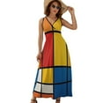 thumbnail image 1 of Mondrian Inspired（4） Womens Night Club Maxi Dress V Neck Sleeveless Bohemia Long Dresses, 1 of 9
