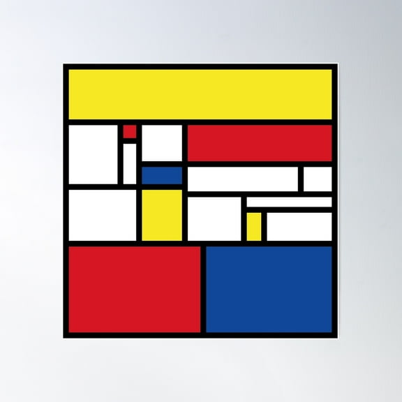Mondrian Minimalist Avant-Garde De Stijl Modern Art Abstract Poster Wall Art, Modern Wall Decor For Living Room Bedroom, 30x30 UNFRAMED