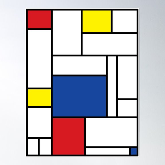 Mondrian Minimalist De Stijl Modern Art Ii © Fatfatin Poster Wall Art, Modern Wall Decor For Living Room Bedroom, 8x12 UNFRAMED