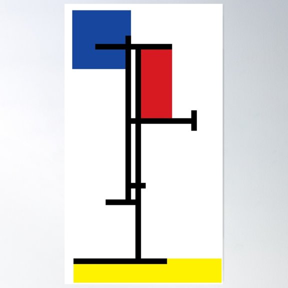 Mondrian Minimalist De Stijl Modern Art Iii © Fatfatin Poster Wall Art, Modern Wall Decor For Living Room Bedroom, 8x12 UNFRAMED