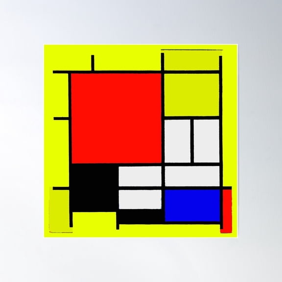 Mondrian Pattern Poster Wall Art, Modern Wall Decor For Living Room Bedroom, 30x30 UNFRAMED