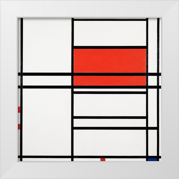 Mondrian, Piet 12x12 White Modern Wood Framed Museum Art Print Titled - Composition No. 4 with red and blue