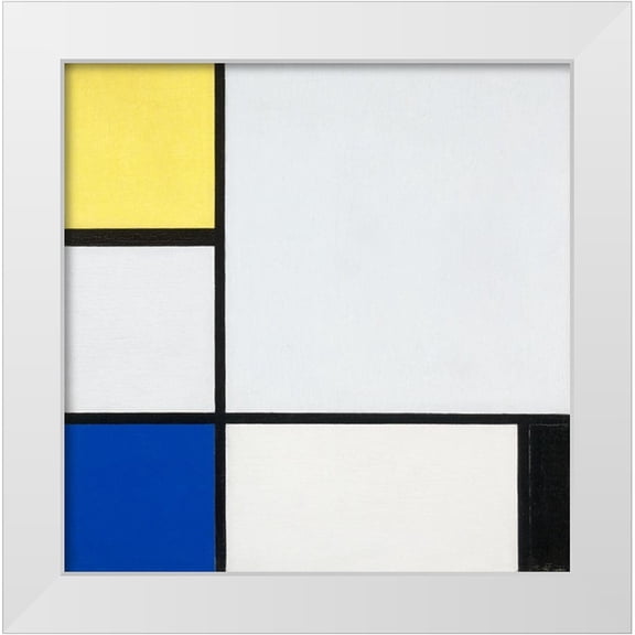 Mondrian, Piet 12x12 White Modern Wood Framed Museum Art Print Titled - Composition with Yellow-Blue-Black and Light Blue