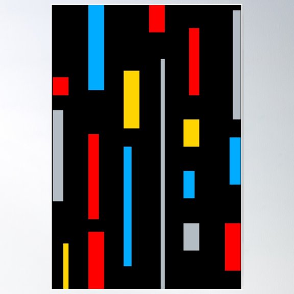 Mondrian Retro Geometric Art Poster Wall Art, Modern Wall Decor For Living Room Bedroom, 12x18 UNFRAMED