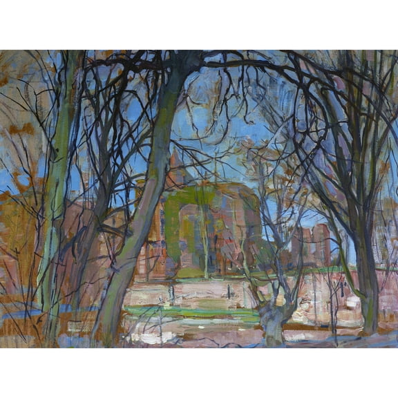 Mondrian Spring Sun Castle Ruin Brederode Trees Painting Extra Large XL Wall Art Poster Print