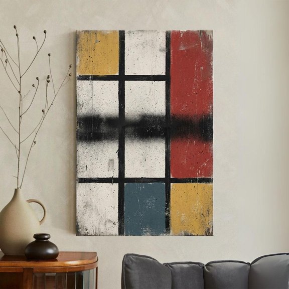 Mondrian Style Geometric Print, Industrial Street Wall Art