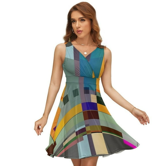 Mondrian Sundress Sleeveless Dress Summer Women Clothes Dress for Women Dresses