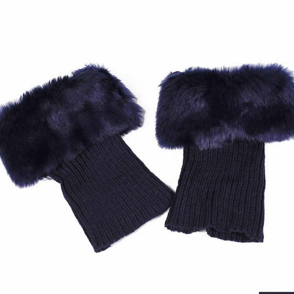 Monebena 1 Pairs Women Winter Faux Fur Boot Cuff Crochet Knit Boots Socks Short Leg Warmers Short Boot Socks Cuffs for Boots M01