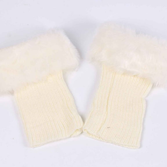 Monebena 1 Pairs Women Winter Faux Fur Boot Cuff Crochet Knit Boots Socks Short Leg Warmers Short Boot Socks Cuffs for Boots M01