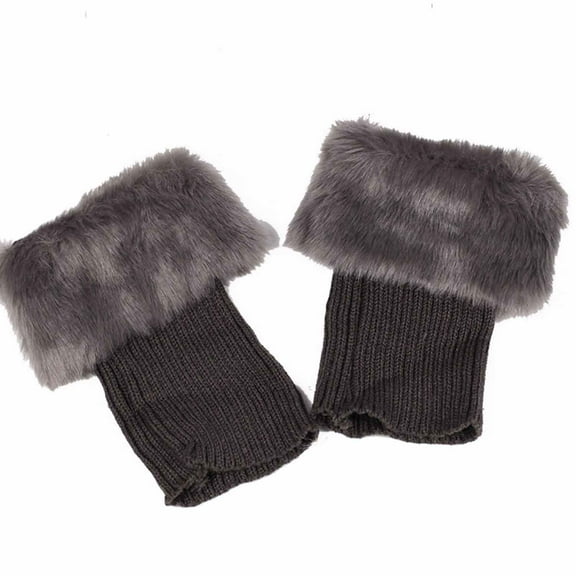 Monebena 1 Pairs Women Winter Faux Fur Boot Cuff Crochet Knit Boots Socks Short Leg Warmers Short Boot Socks Cuffs for Boots M01