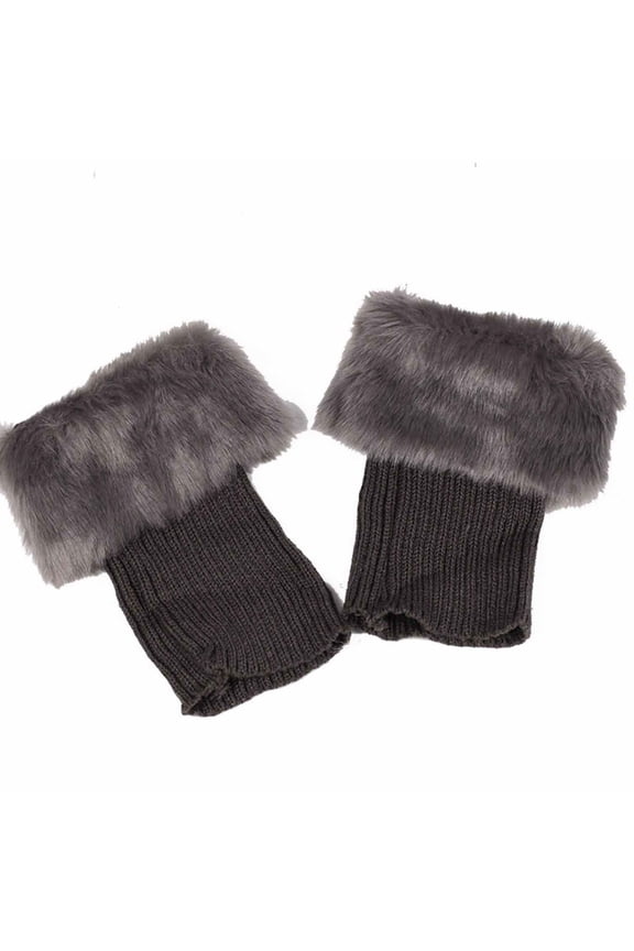 1 Pairs Women Winter Faux Fur Boot Cuff Crochet Knit Boots Socks Short Leg Warmers Short Boot Socks Cuffs for Boots M01