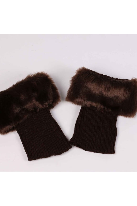 1 Pairs Women Winter Faux Fur Boot Cuff Crochet Knit Boots Socks Short Leg Warmers Short Boot Socks Cuffs for Boots M01